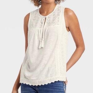 Knox Rose Eyelet Lace Rib Knit Top